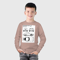 Лонгслив хлопковый детский Машина Porsche, цвет: пыльно-розовый — фото 2