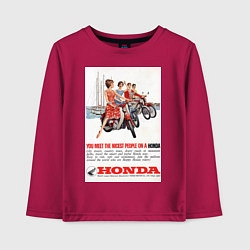 Лонгслив хлопковый детский Honda мотоцикл, цвет: маджента