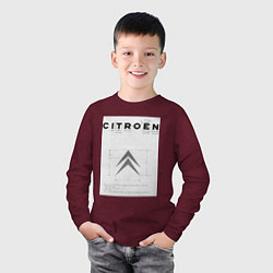 Лонгслив хлопковый детский Citroen логотип, цвет: меланж-бордовый — фото 2