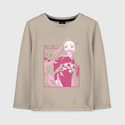 Лонгслив хлопковый детский Клинок рассекающий демонов милая Незуко в розовом, цвет: миндальный