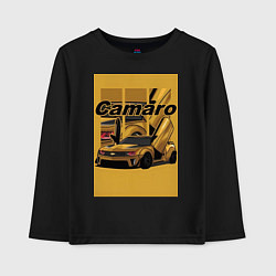 Лонгслив хлопковый детский Chevrolet Camaro авто, цвет: черный
