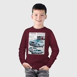 Лонгслив хлопковый детский Mercedes e-class, цвет: меланж-бордовый — фото 2