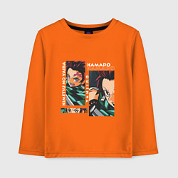 Лонгслив хлопковый детский Клинок рассекающий демонов Kamado Tanjiro, цвет: оранжевый
