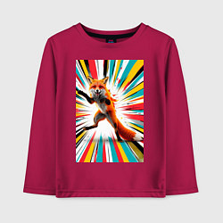 Лонгслив хлопковый детский Лиса на вечеринке, цвет: маджента