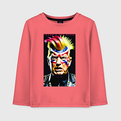 Лонгслив хлопковый детский Панк Дональд Трамп - жесть, цвет: коралловый