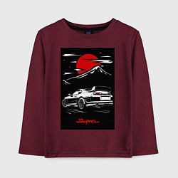Лонгслив хлопковый детский Toyota Supra jdm гоночный, цвет: меланж-бордовый