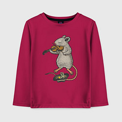 Лонгслив хлопковый детский Мышонок скрипач, цвет: маджента