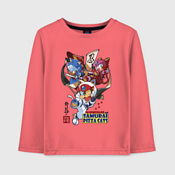 Лонгслив хлопковый детский Samurai pizza cats, цвет: коралловый