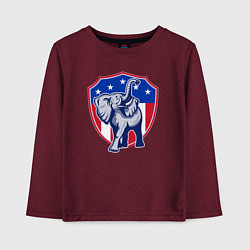 Лонгслив хлопковый детский Elephant USA, цвет: меланж-бордовый