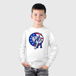 Лонгслив хлопковый детский USA elephant, цвет: белый — фото 2