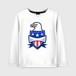 Лонгслив хлопковый детский Орёл и американский щит, цвет: белый
