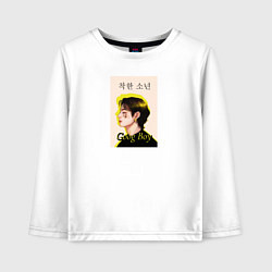 Лонгслив хлопковый детский Техен хороший мальчик, цвет: белый