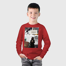 Лонгслив хлопковый детский Журналист эстетика, цвет: красный — фото 2