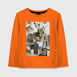 Лонгслив хлопковый детский Художник эстетика, цвет: оранжевый