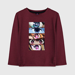 Лонгслив хлопковый детский Звездное детя 2 - много глаз смотрят, цвет: меланж-бордовый