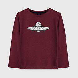 Лонгслив хлопковый детский НЛО кот, цвет: меланж-бордовый