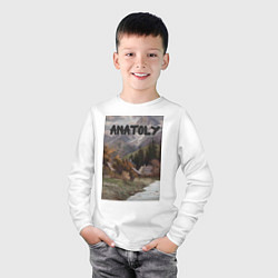 Лонгслив хлопковый детский Anatoly - свежесть гор - Анатолий, цвет: белый — фото 2