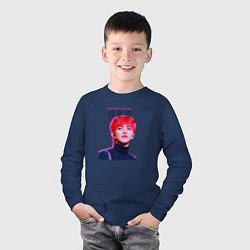 Лонгслив хлопковый детский Kim Hong Joong Ateez, цвет: тёмно-синий — фото 2