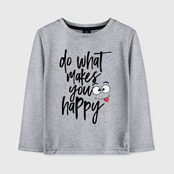 Лонгслив хлопковый детский Do what makes you happy, цвет: меланж