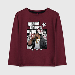 Лонгслив хлопковый детский Темнокожий бандит из GTA 6, цвет: меланж-бордовый