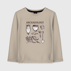 Лонгслив хлопковый детский Археология - древние окаменелости, цвет: миндальный