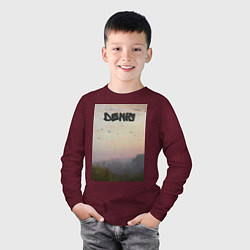 Лонгслив хлопковый детский Denis птицы в небе, цвет: меланж-бордовый — фото 2