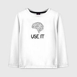 Лонгслив хлопковый детский Use it brain, цвет: белый