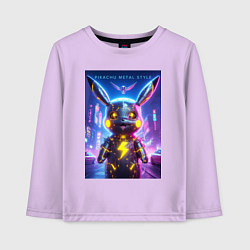 Лонгслив хлопковый детский Cyber Pikachu - metal style neon glow, цвет: лаванда