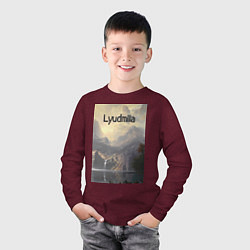 Лонгслив хлопковый детский Lyudmila горная долина, цвет: меланж-бордовый — фото 2