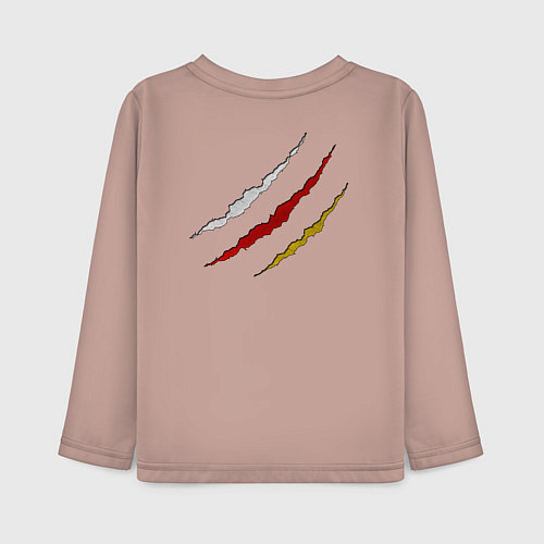 Детский лонгслив Герб Осетии на порванной ткани / Пыльно-розовый – фото 2