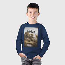 Лонгслив хлопковый детский Nadya пейзаж, цвет: тёмно-синий — фото 2