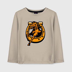 Лонгслив хлопковый детский Лошадь и подкова, цвет: миндальный