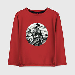 Лонгслив хлопковый детский Самурай графика, цвет: красный