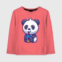 Лонгслив хлопковый детский Панда и напиток, цвет: коралловый
