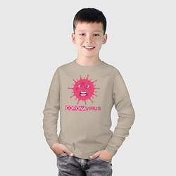 Лонгслив хлопковый детский Pink coronavirus, цвет: миндальный — фото 2