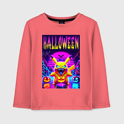 Лонгслив хлопковый детский Pikachu - halloween vaporwave, цвет: коралловый