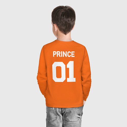 Детский лонгслив Футбольная надпись 01 принц / Оранжевый – фото 4