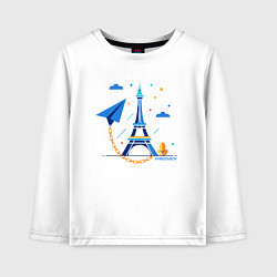 Лонгслив хлопковый детский Значок telegram и цепь, цвет: белый