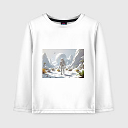 Детский лонгслив Астронавт на белой планете