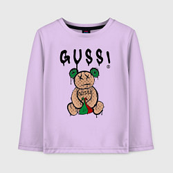 Лонгслив хлопковый детский Гусси - мишка, гуси, цвет: лаванда