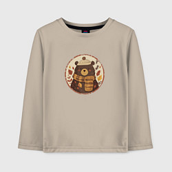 Лонгслив хлопковый детский Осенний мишка, цвет: миндальный