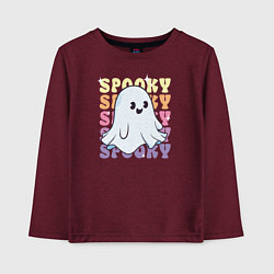 Лонгслив хлопковый детский Cute little spooky ghost, цвет: меланж-бордовый