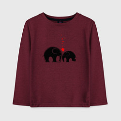 Лонгслив хлопковый детский Влюблённые слонята, цвет: меланж-бордовый
