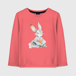 Лонгслив хлопковый детский Кролик в кимоно, цвет: коралловый
