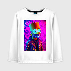 Лонгслив хлопковый детский Барт Симпсон в респираторе - неоновое свечение, цвет: белый
