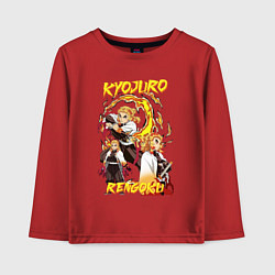 Лонгслив хлопковый детский Клинок рассекающий демонов комбо Ренгоку, цвет: красный