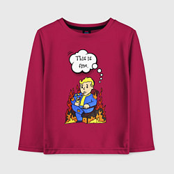 Лонгслив хлопковый детский Vault boy in the fire, цвет: маджента