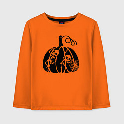 Лонгслив хлопковый детский Скелеты в тыкве, цвет: оранжевый