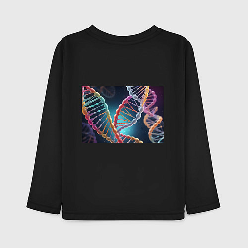 Детский лонгслив Разноцветный ДНК / Черный – фото 2