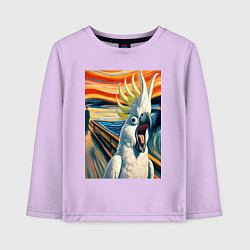 Лонгслив хлопковый детский Попугай какаду кричит на картине Эдварда Мунка - м, цвет: лаванда